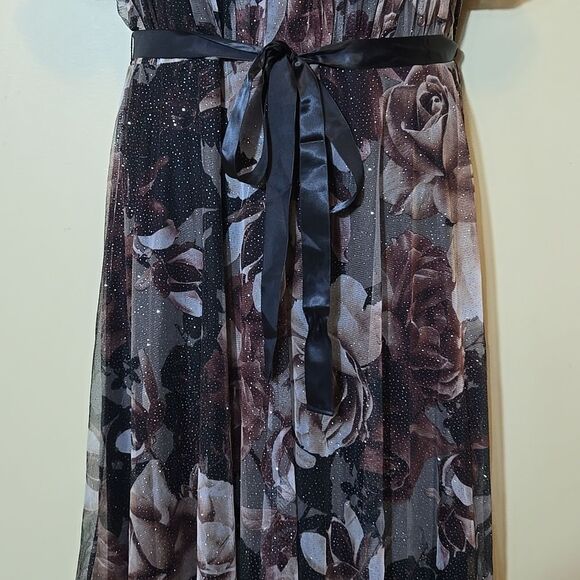 Lovely Grace Y2K Babydoll Maxi Dress XL Forest Fairy Whimsigoth Mesh Glitter - Picture 9 of 16